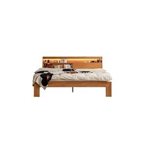 Solid wood bed Cherry wood small apartment home Japanese style master bedroom storage double bed