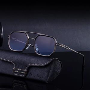 European and American fashion square frame sunglasses for men retro metal temples sun protection full frame sunglasses for men high-end